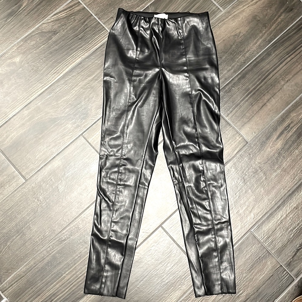 H&M Faux leather straight leg pants size 8